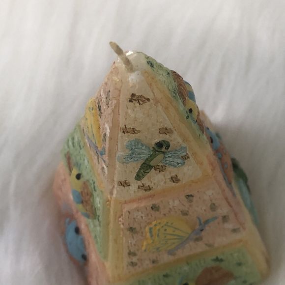 Vtg Green /Yellow /Brown Pyramid Drip Colored Candle(New, Not Used) - Picture 13 of 13
